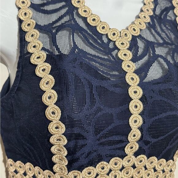 Lilly Pulitzer Leigh Stretch-Shift Dress Navy/Gold Size 00 - Picture 5 of 11